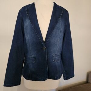 Allegra K Ladies Single Button Denim Jacket Size Large NWT